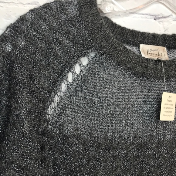 NWT Original Frenchi Gray Knit Sheer Wool Sweater - Picture 7 of 15